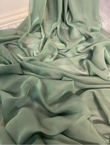 1 mtr zweifarbig salbeigrün kationisch Brautkleid Chiffon Stoff..58" breit #17406 - Bild 5 von 6