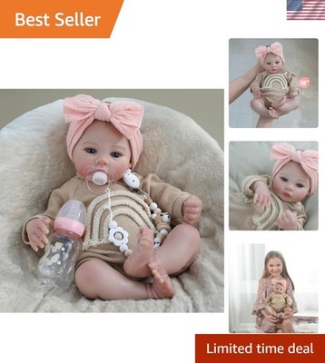 Realistic Reborn Baby Dolls - 18 Inch Lifelike Newborn Baby Girl, Real Life B...