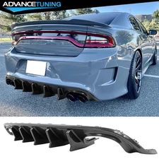 Fits 15-23 Charger IKON V2 Carbon Fiber Print Rear Diffuser Quad Exhaust Tip 2PC