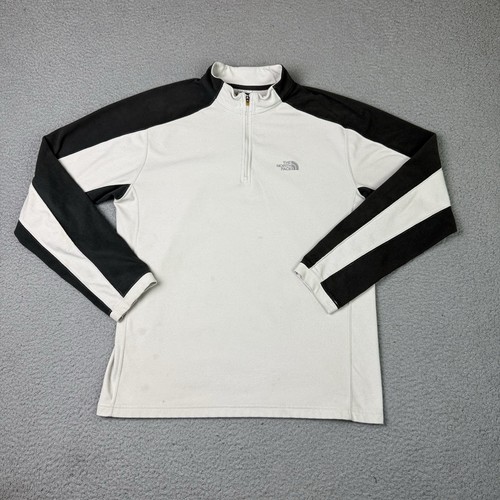 The North Face Sweatshirt Mens Medium White Tka 100 Pullover 1/4 Zip Fleece Gray - Picture 1 of 12