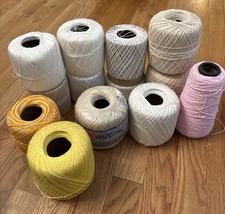 Lot of 13 Assorted Crochet Thread in Shades Cream and White Colors Partial