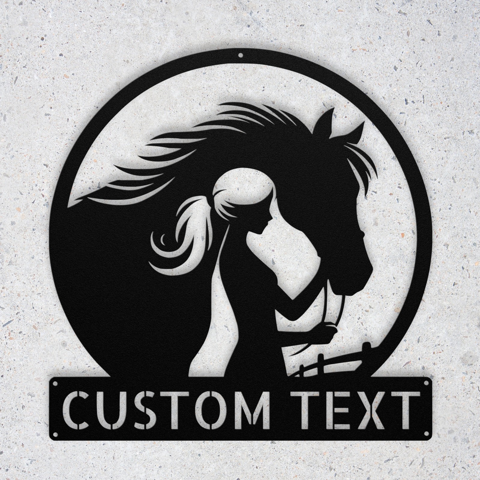 Personalized Metal Sign Custom Girl with Horse Wall Art Home Stable Decor Gift