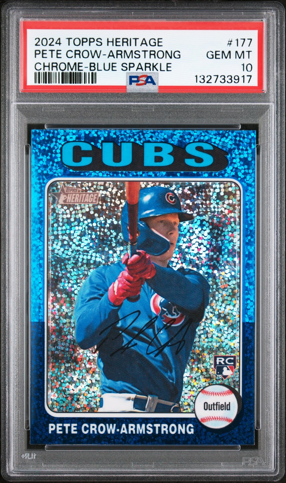 2024 TOPPS HERITAGE CHROME-BLUE SPARKLE #177 PETE CROW-ARMSTRONG PSA 10