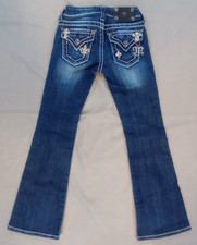 Miss Me Jeans Girls 7 Blue Rhinestone Embellished Pockets Boot Cut JK5369B9