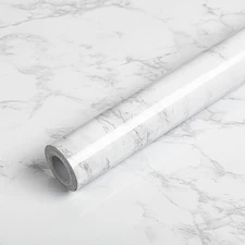 Marble Contact Paper for Countertops, White Grey Faux Marble Wallpaper Peel a...
