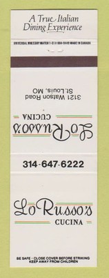 Matchbook Cover - Lo Russo's Cucina Italian Restaurant St Louis MO