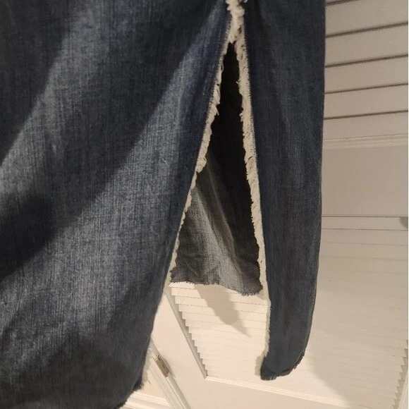 Chelsea & Violet Chambray Button Down Shirt Dress Convertible Sleeves Fringe Med - Image 3 of 4