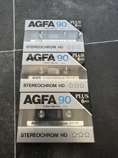 3 x AGFA Superchrom HD 90 audio cassette blank tape sealed Made in Germany 