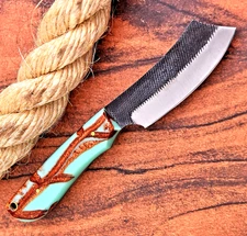 Custom HandMade Forged High Carbon Steel Blade CowBoy Bull Cutter Knife UU 55
