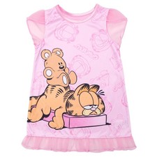 Garfield Girls' Nightgown, Soft Cute Pajamas for Kids, SLEEPY GARFIELD, 4T