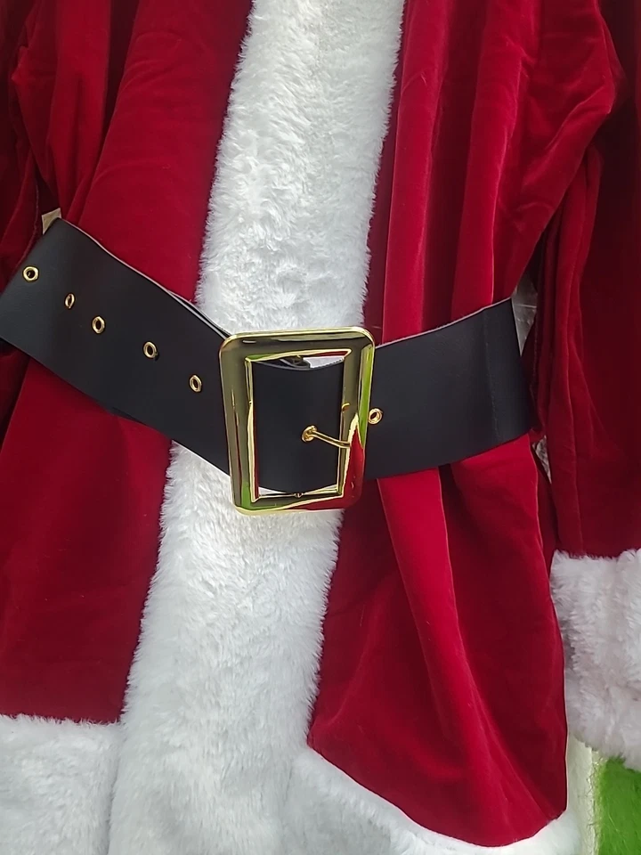 Novo traje de Papai Noel peludo verde 8 peças tamanho grande - Imagem 3 de 4