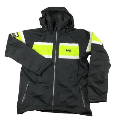 Helly Hansen Salt Original Sailing Jacket Mens Large Black Yellow Reflective