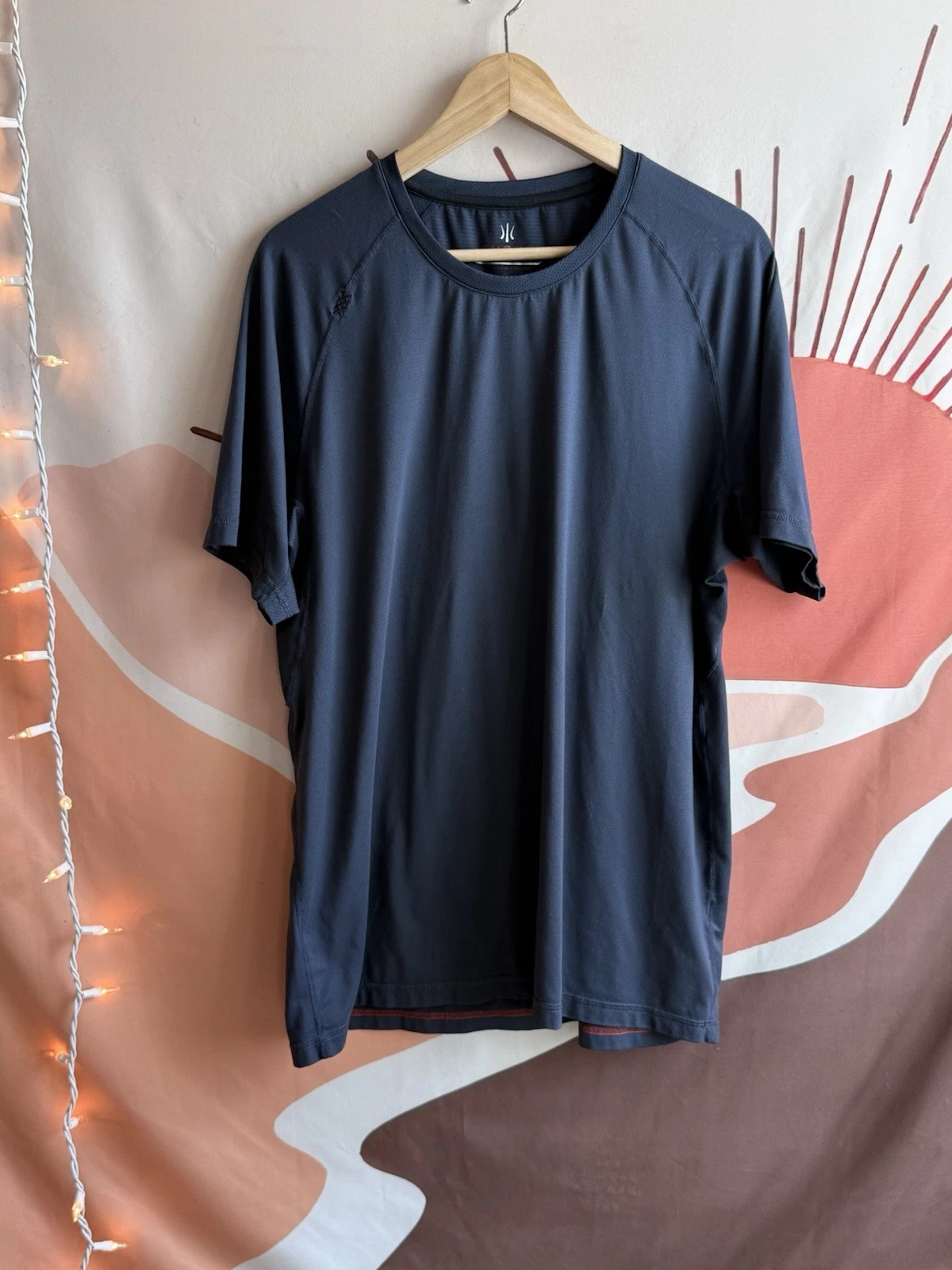 Rhone T Shirt Men's Size XL Made In USA Blue Short Sleeve Performance Gym