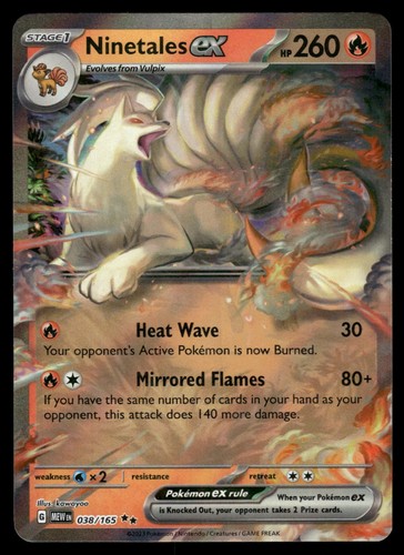 POKEMON NINETALES EX 151 038/165 HOLO DOUBLE RARE LP