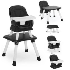 8-in-1 Baby High Chair  Booster Seat - Stylish Black for Easy Dining