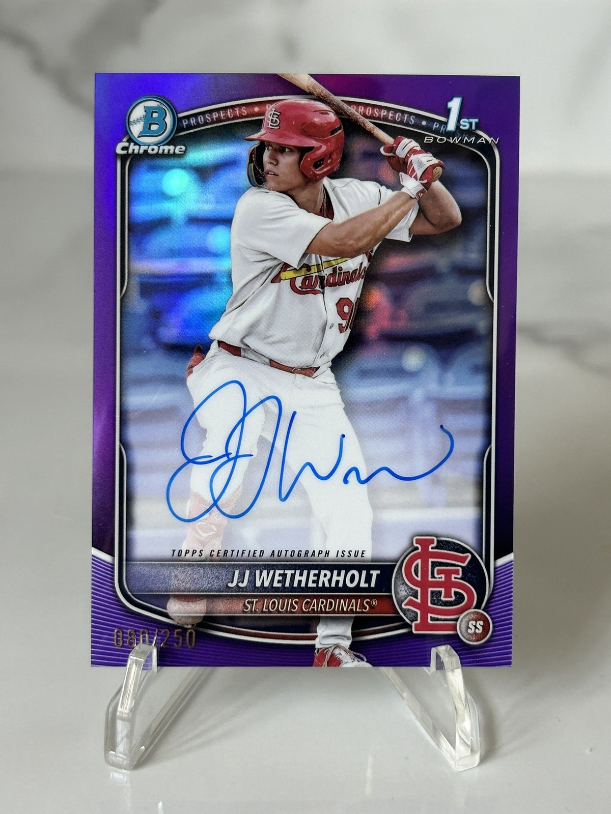 2025 Bowman Chrome Prospect Autographs JJ Wetherholt #CPA-JW Purple Auto /250