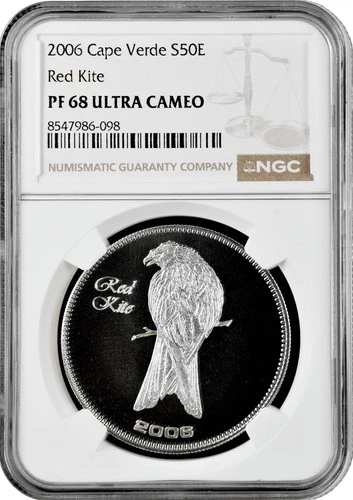 Cape Verde 50 escudos 2006, NGC PF68 UC, "Red Kite" Top Pop silver coin