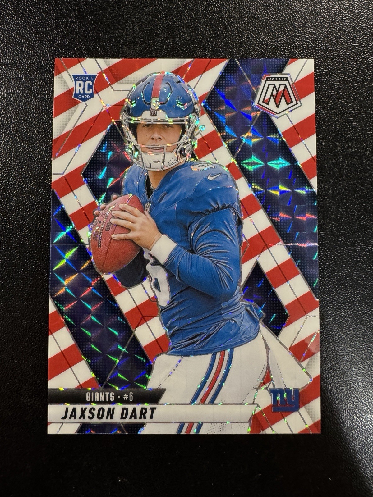 2025 Mosaic JAXSON DART Rookie Red & White Stripe Prizm RC #362 New York Giants