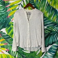 Rails Casey Medium Ivory Black Mini Hearts Preppy Valentines Day Button Up Top