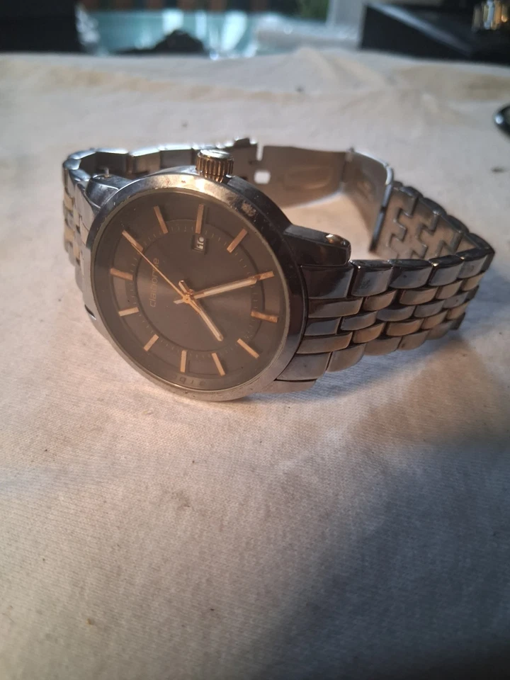 Para Hombre Nuevo Con Etiquetas Claiborne Dorado Dos Tonos Clm1051 Acero Inoxidable Foto 2 de 3