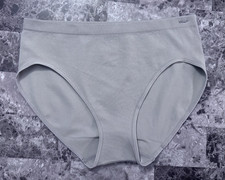 GAP BODY M GRAY RIBBED STRIPE LOGO HARDWARE STRETCH SEAMLESS BRIEF PANTIES