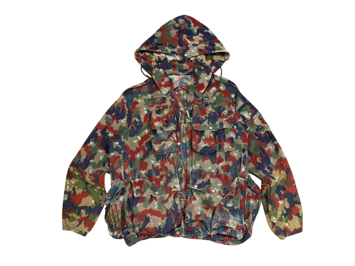 Vintage Swiss Army M70 Alpenflage Jacket Mens 52 Camo Hooded Parka