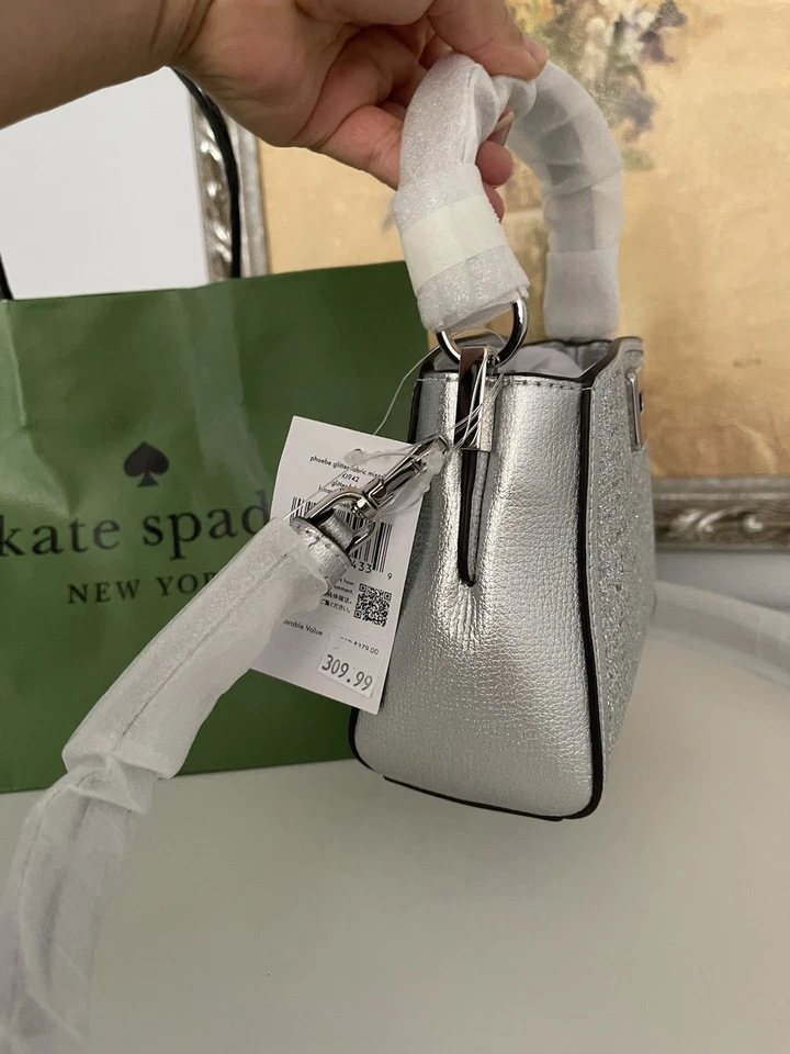 NWT Kate Spade Phoebe Glitter Mini ( Micro ) Top Handle Crossbody Lunar Light - Image 4 of 4