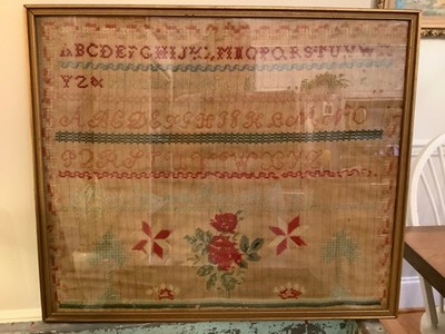 Antique Needlework Sampler 1852 Dutch Pennsylvania