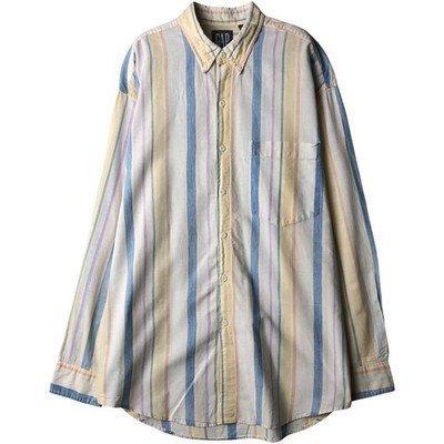 Vintage 90'S GAP long-sleeved button-down striped shirt men's size M (size M)