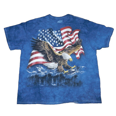 The Mountain Shirt Men's XXL American Eagle US Flag Blue Tie Dye Patriotic 2006