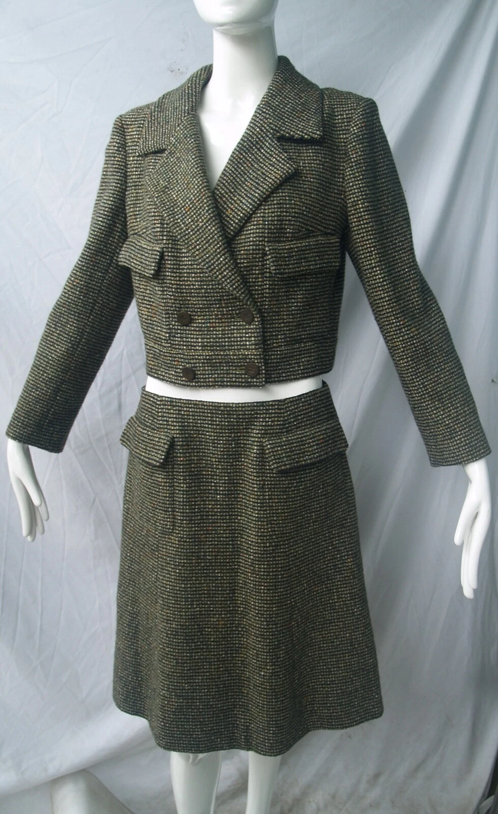 2PZ CHANEL 2001 VINTAGE MULTICOLORE GIACCA TAGLIATA TWEED TUTA FR44 US12