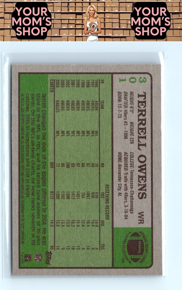 2005 Topps Heritage #301 Terrell Owens - Image 2 of 2