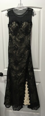 BLACK LACE & NUDE PROM / EVENING / FORMAL DRESS / CUSTOM MADE / SMALL | eBay