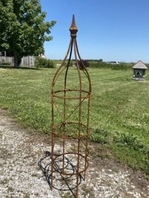 47'' Rose Plant Support Garden Trellis Topiary, Round Wrought Iron Obelisk
