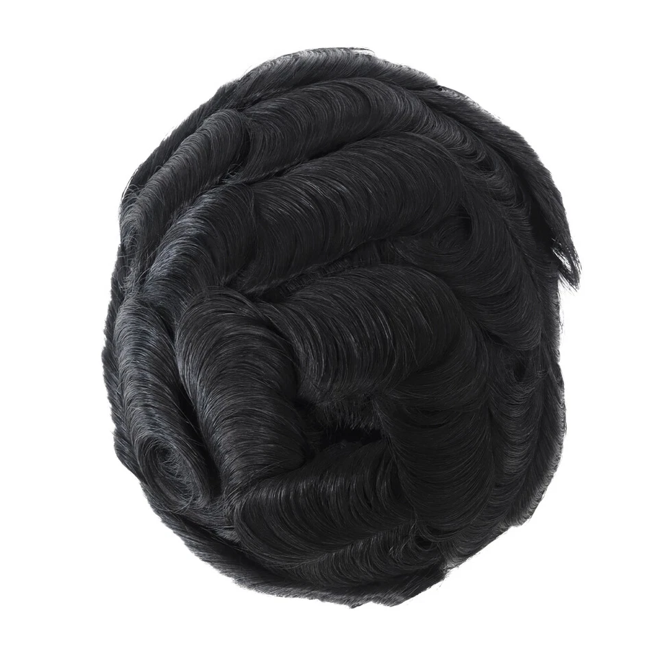 Sistema de reemplazo de cabello liso humano Toupee duradero mono encaje polietileno Foto 2 de 4