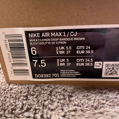 Size 6 - Nike Air Max 1 x Travis Scott Low Wheat