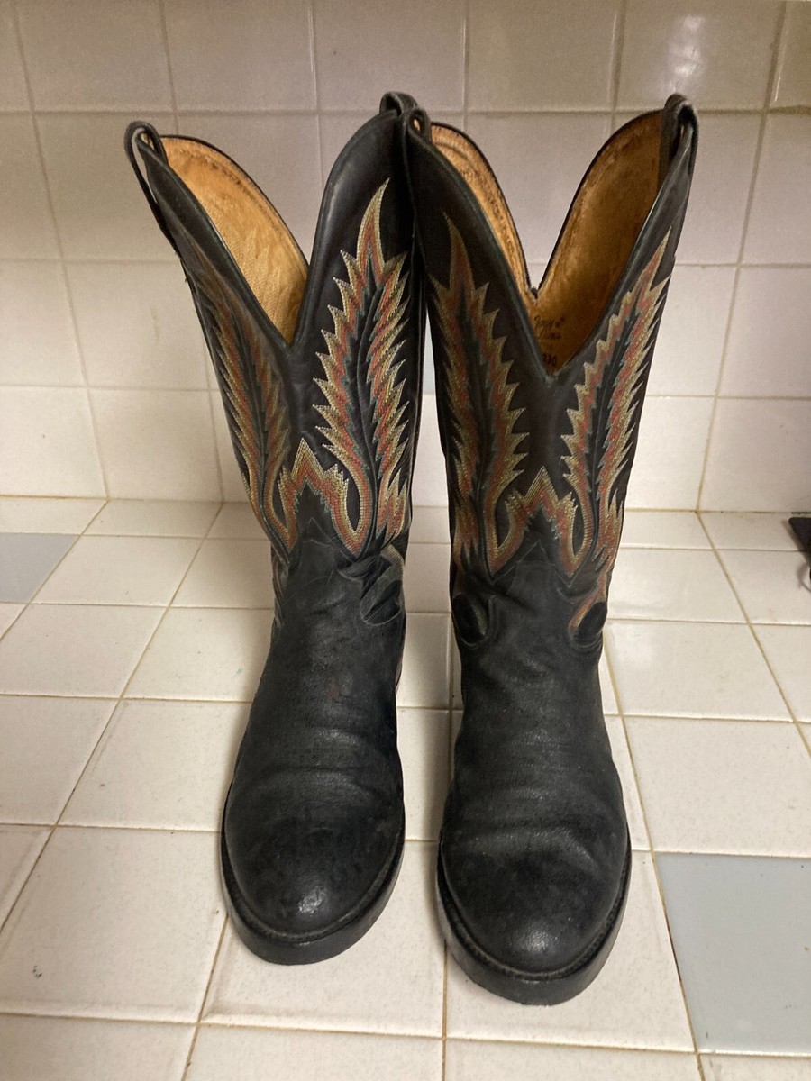 Tony Lama Black Label Western Vintage Leather Cowboy Boots Tony Lama Black Label Western Vintage Leather Cowboy Boots