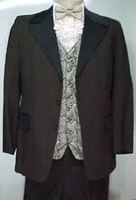 VINTAGE AFTER SIX DARK BROWN WITH BLACK SATIN MENS TUXEDO JACKET or 3pc TUX