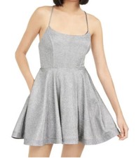 Speechless Womens Silver Metallic Short Cocktail and Party Dress 11 Az-00000443