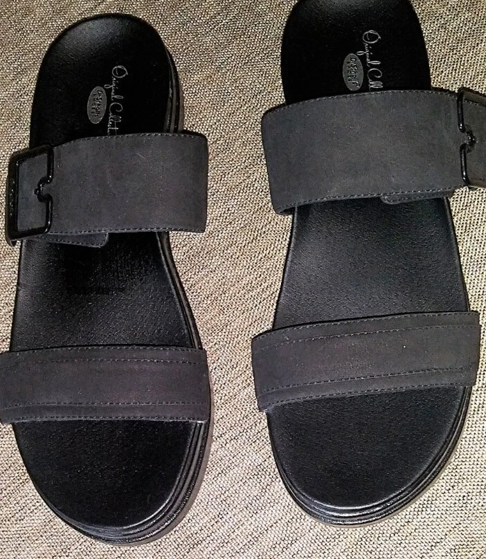 Sandalias planas Dr. Scholl's Styles para mujer talla 11 M negras de cuero nobuck zapatos nuevas Foto 4 de 4