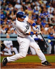 A.J. ELLIS  LOS ANGELES DODGERS   ACTION SIGNED 8x10