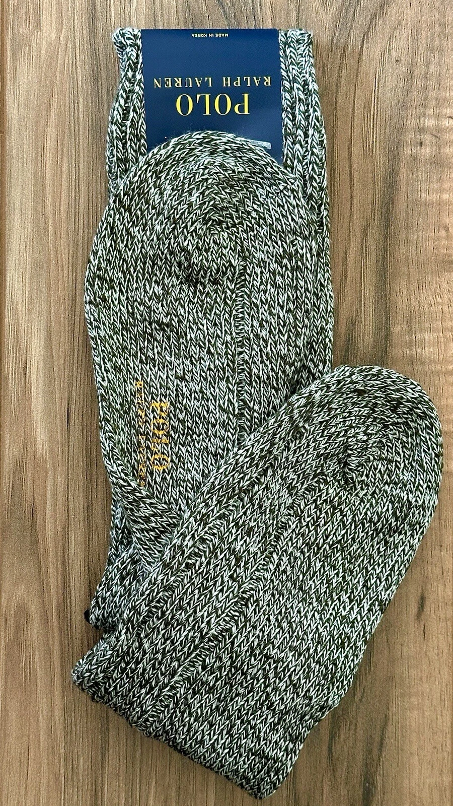 🎁 Polo Ralph Lauren Men’s Marled Stretch Cotton-Blend Boot Socks - Olive White