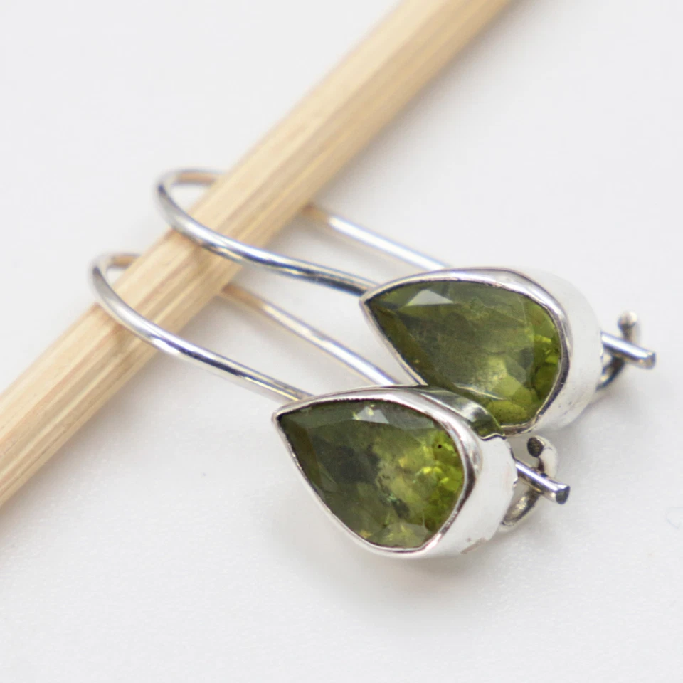 Peridot Ohrhänger echt Silber 925 Ohrringe Tropfen Sterlingsilber Grün hvts - Bild 4 von 4
