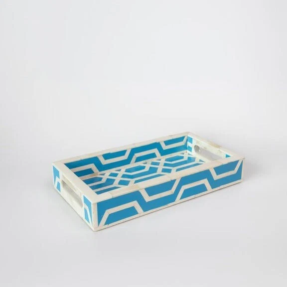 Bone Inlay Tray- Handmade Capri Blue Spider Pattern - Image 3 of 4