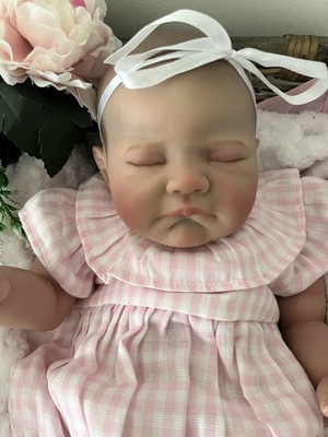 KÜNSTLER REBORN BABY LEBENSECHTE PUPPE ELSIE SCHLAFEND MAGNETISCHE DUMMY FLASCHE NEUGEBOREN UK