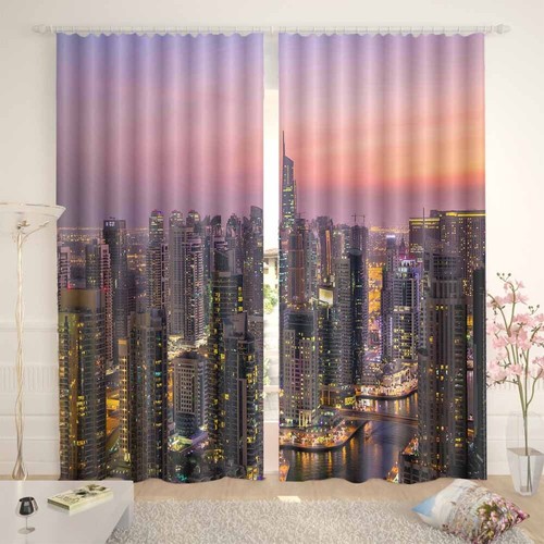 Sunset Glow In The City 3D Blockout Photo Print Curtain Fabric Curtains Window - Imagen 4 de 10