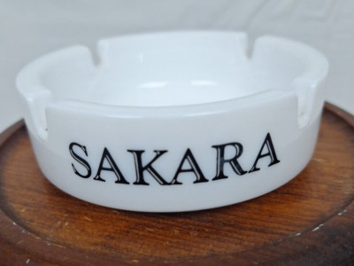 SAKARA - Egypt's Premium Lager Beer - Ashtray - Vintage Milk Glass - 4'' x 1.5''