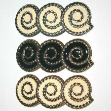 Swirl Curlicue Oval Long Barrette Women Hair Clip Black Beige New Made in France