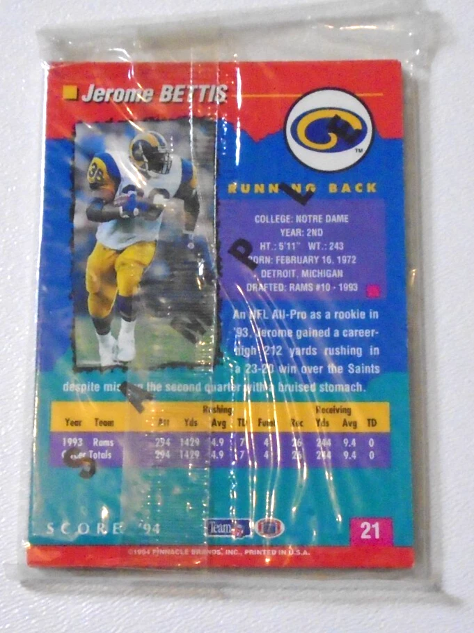 Sealed 1994 Score Hobby Edition Promo Sample Football Card Pack - Image 2 of 2