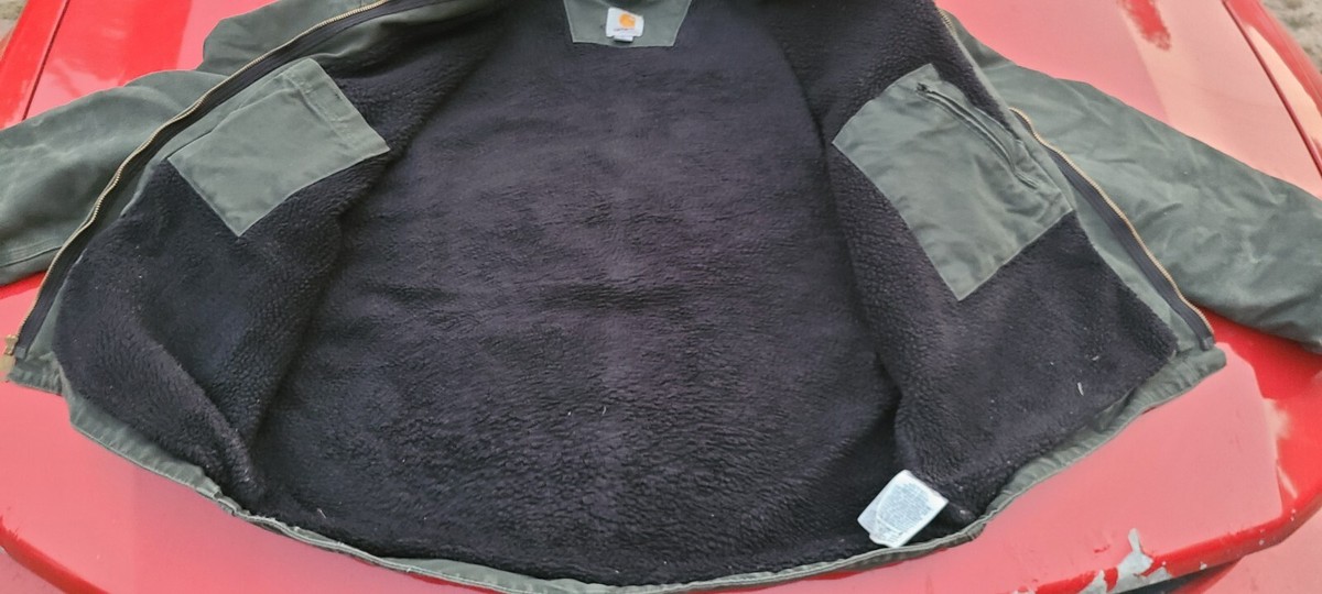 Carhartt J141 MOS Jacket Sherpa Lining Dark Greenish Gray Size XL